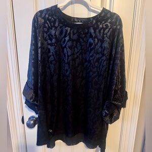 Adrienne Black Velvet Leopard Blouse - 1x